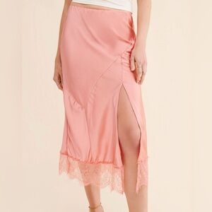 🩷 Anthropologie Bias-Cut Midi Skirt Size S Fits Like XS 2–4 Y2K Satin Slip Skirt